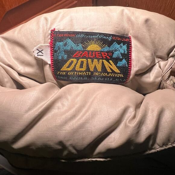 Vintage Eddie Bauer Down Booties XL 60s Sunrise Tag Goose Slippers Khaki Tan USA - Picture 3 of 8